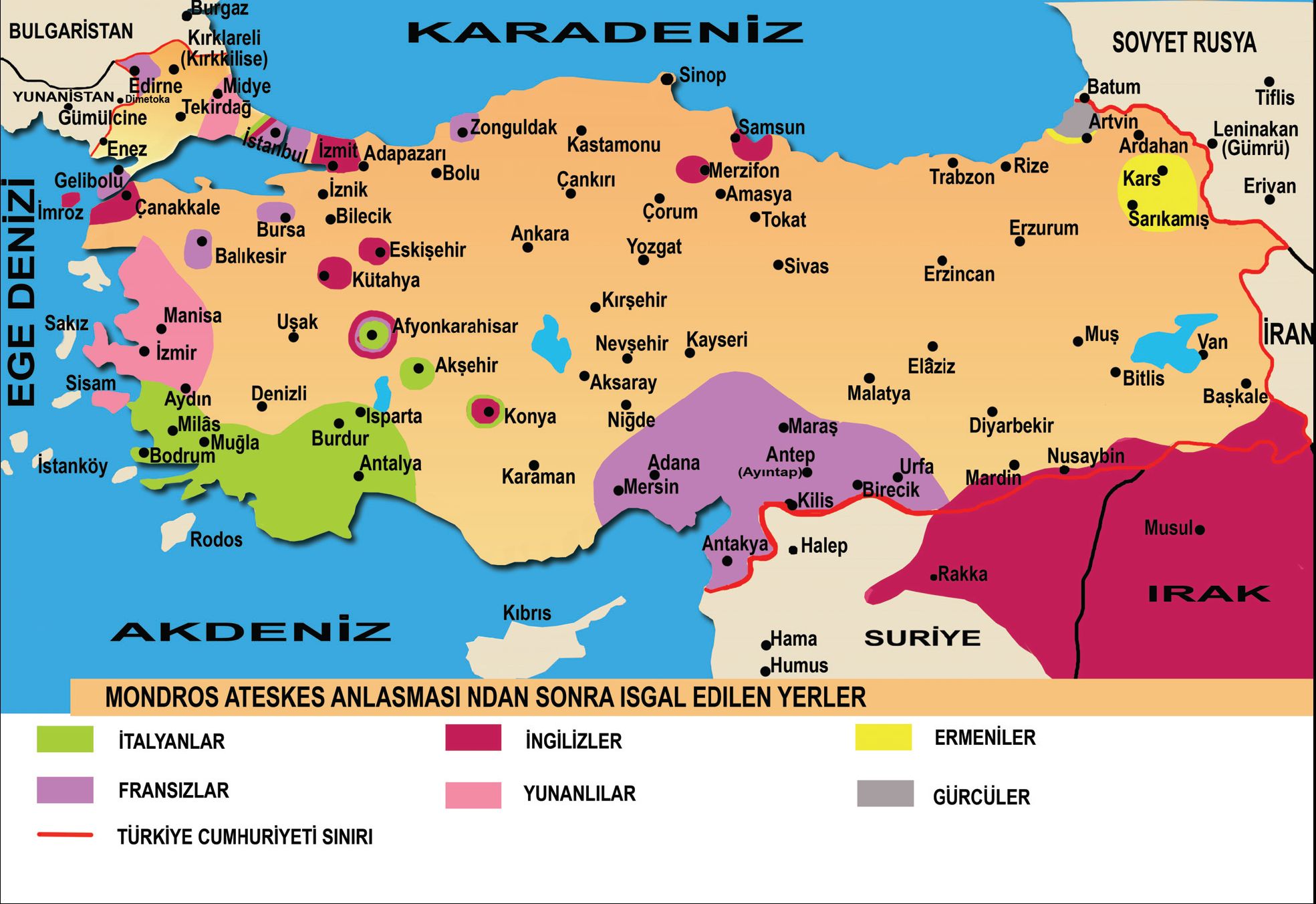 mondros sonrası işgal edilen yerler